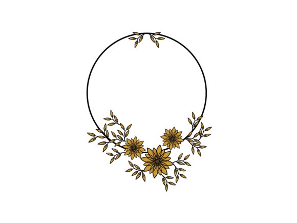Abstract Circle Flower Floral Frame Design