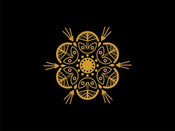 Abstract Flower Mandala Gold Vector Art