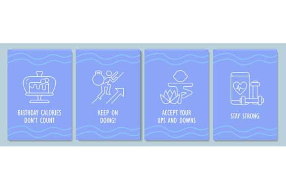 Birthday Postcard Set with Linear Icons