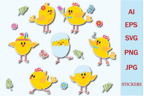 Bundle Stickers Small Cartoon Chickens for Creative Projects