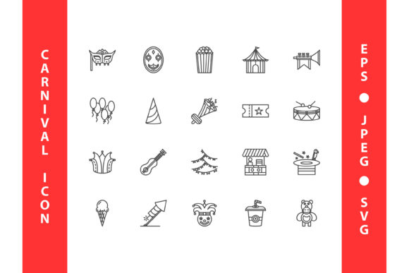 Carnival Icon Set: Elevating Visual Storytelling with Refined Line Art
