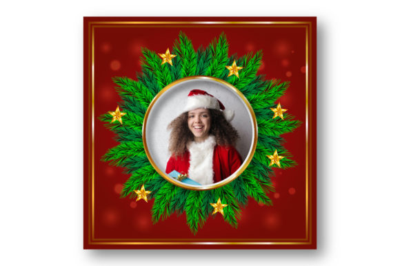 Christmas Photo Frame with Leaf Border Designs