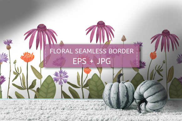 Echinacea Floral Border Design Assets