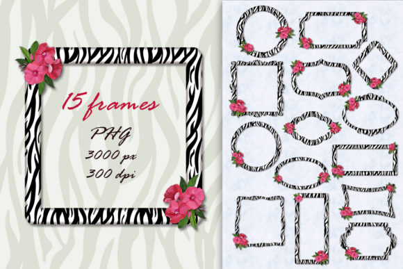Elevating Digital Assets: The Strategic Value of a Set of Frames with Zebra Print and Pink Flowers