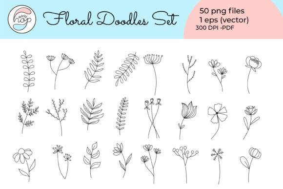 Floral Doodles Sketch Clip Art Set: A Versatile Tool for Creative Projects