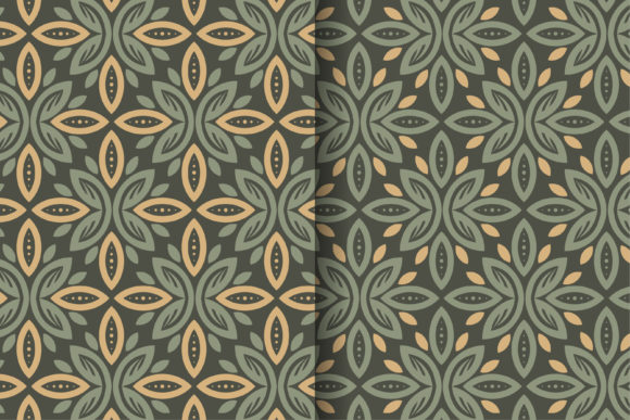 Floral Leaf Green Brown Pattern for Premium Designs