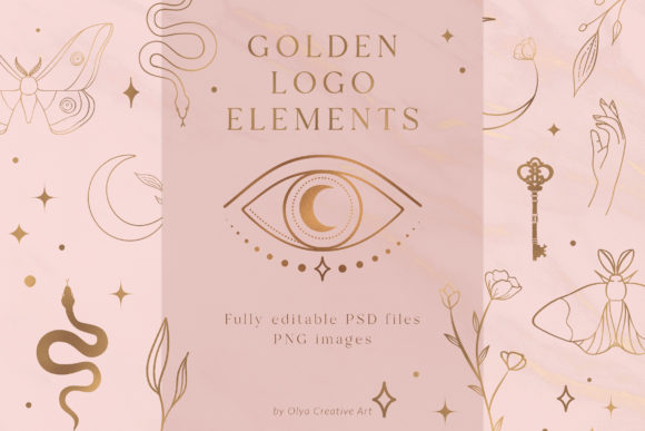 Golden Logo Elements. Esoteric Mystic.
