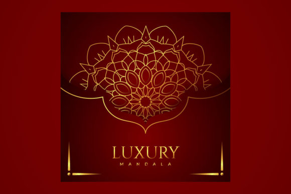 Golden Mandala Gift Card Red Background Design
