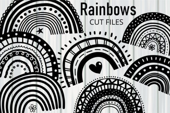 Hand Drawn Doodle Rainbow Cut Files: Elevating Digital Craft with Versatile Vector Assets