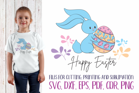 Happy Easter SVG with Cute Bunny: Premium Design Assets