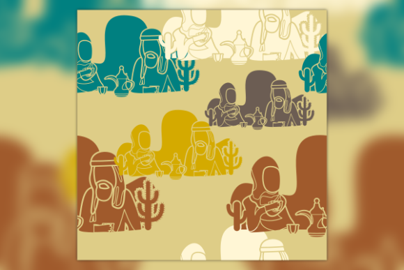 Pattern of Arab Couple Having Coffee