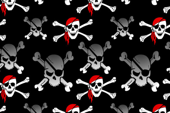 Pirate Skull Seamless Pattern Repeating