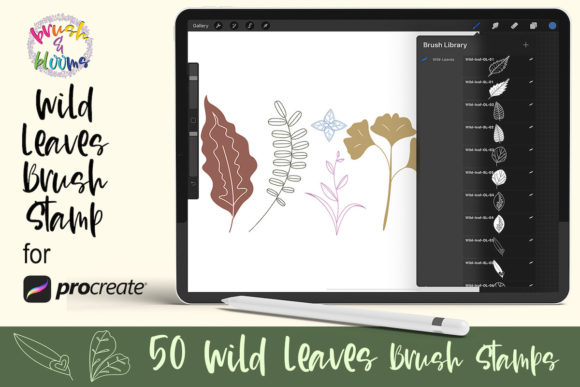 Procreate Stamp Brush Kit 50 Wild Leaves