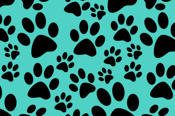 Seamless Dog Paw Print Pattern Silhouette Design