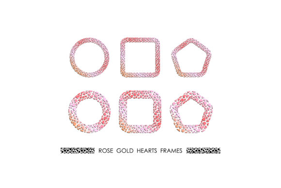 Set of Golden Round and Square Hearts Fr: Elevating Your Valentine's Designs