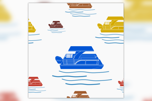 Top Side Pontoon Boat Seamless Pattern