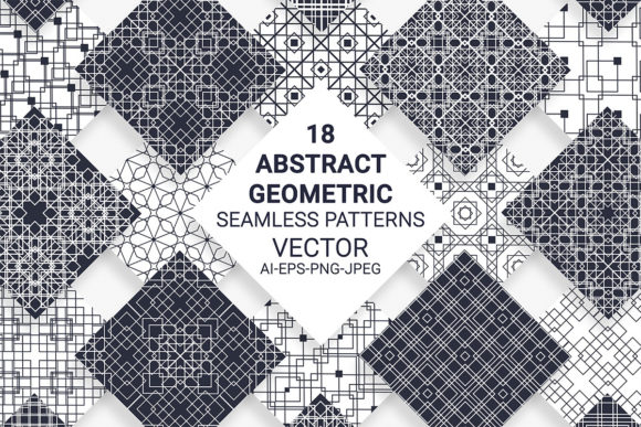 Unleash Creativity with 18 Abstract Geometric Seamless Patterns and Hand-Drawn Decorative Collections