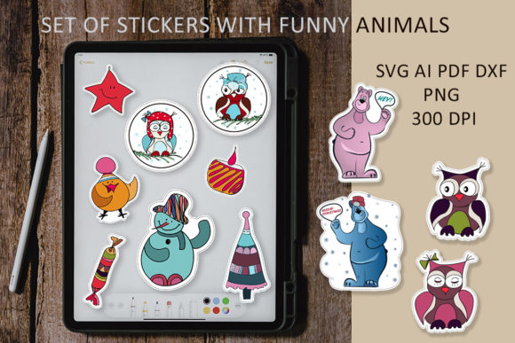 Unleashing Creativity with a Set of Stickers with Funny Animals