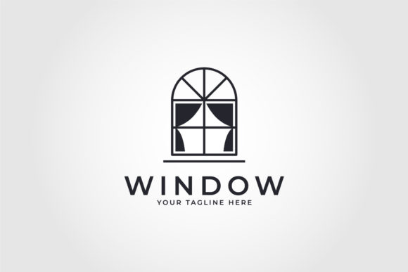 Windows Curtain Line Art Icon Logo: A Minimalist Design for Modern Branding